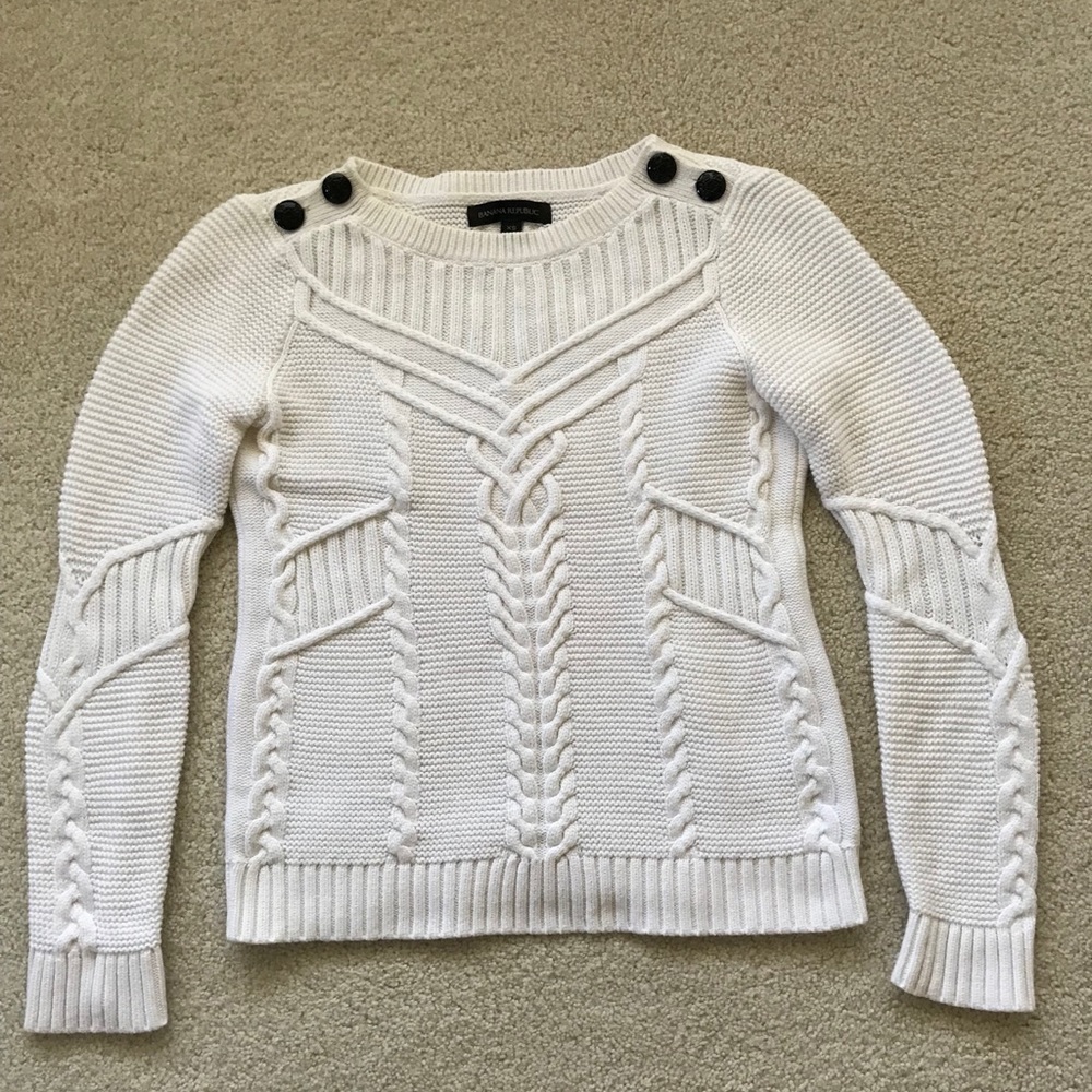 Banana Republic white cable knit sweater